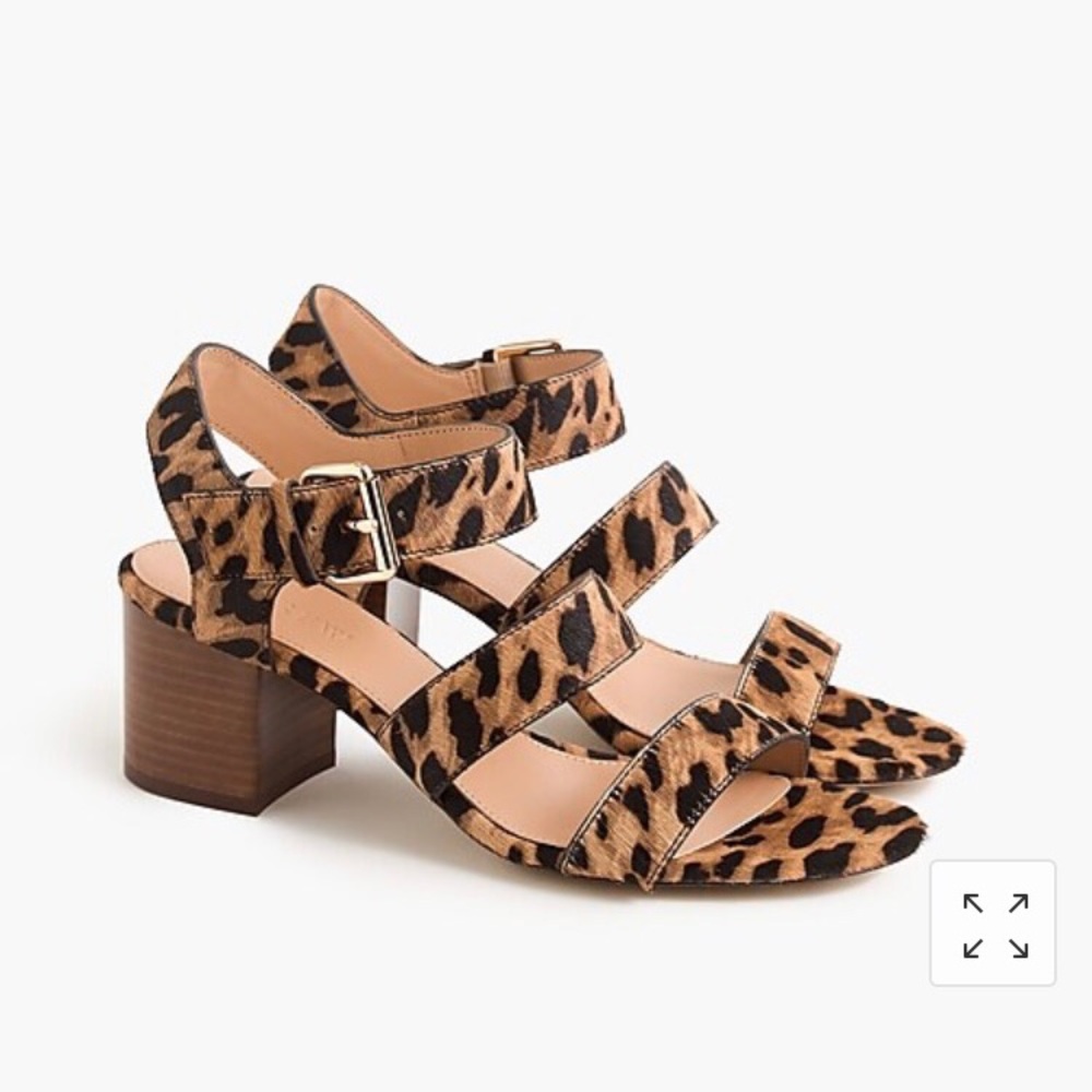 J.Crew Three-strap sandals in leopard calf hair